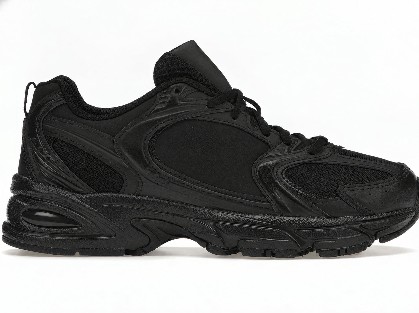 Athletic Casual Shoes - All Black Leather