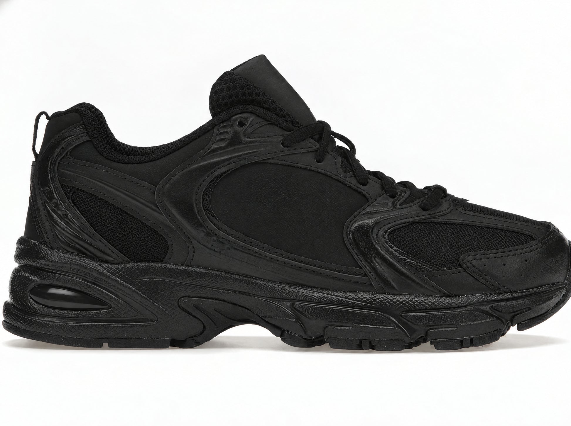 Athletic Casual Shoes - All Black Leather