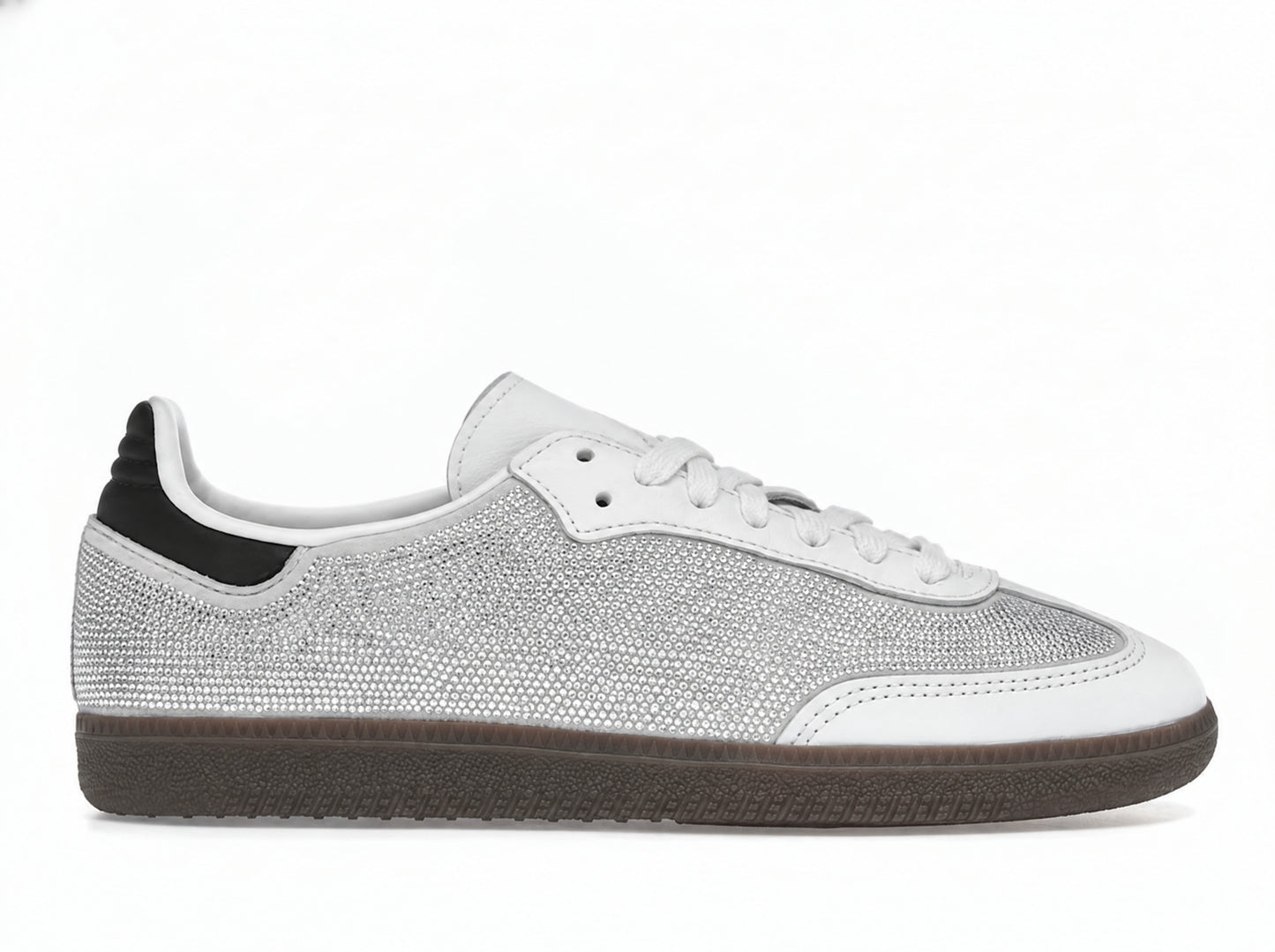 Classic Low-Profile Casual Sneakers, White Silver Rhinestone