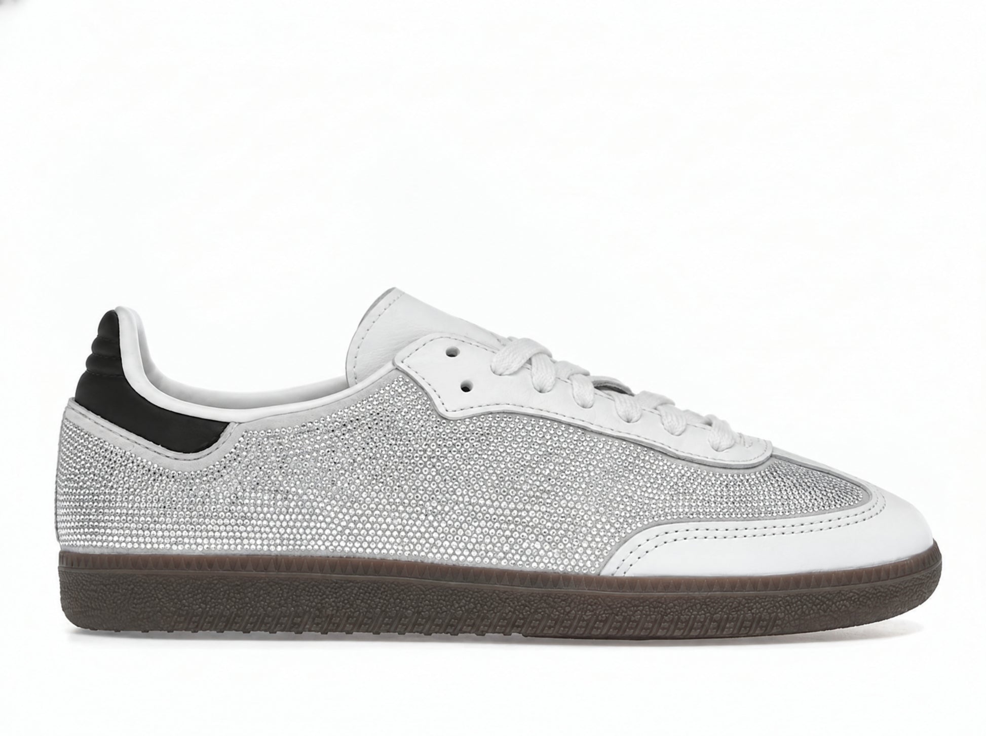 Classic Low-Profile Casual Sneakers, White Silver Rhinestone
