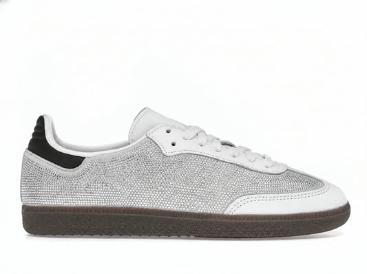 Classic Low-Profile Casual Sneakers, White Silver Rhinestone
