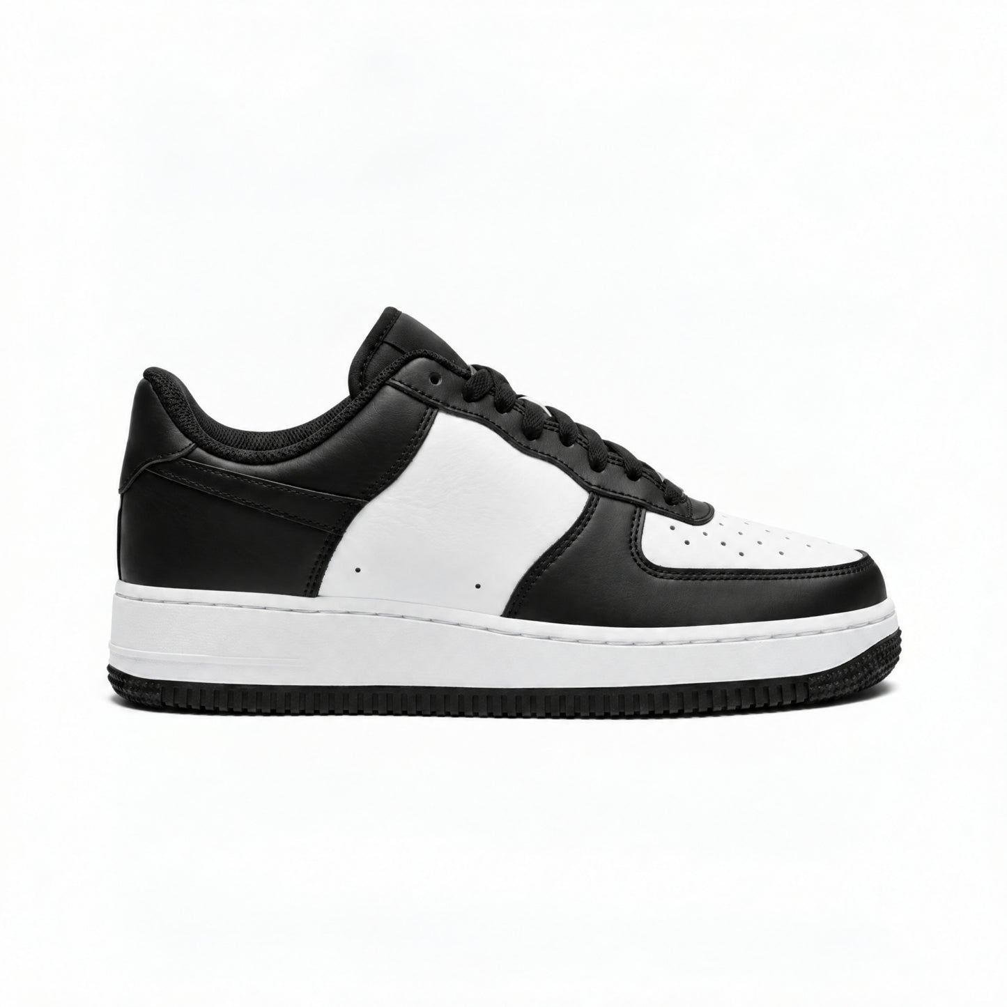 Premium Leather Lifestyle Sneakers - Black & White