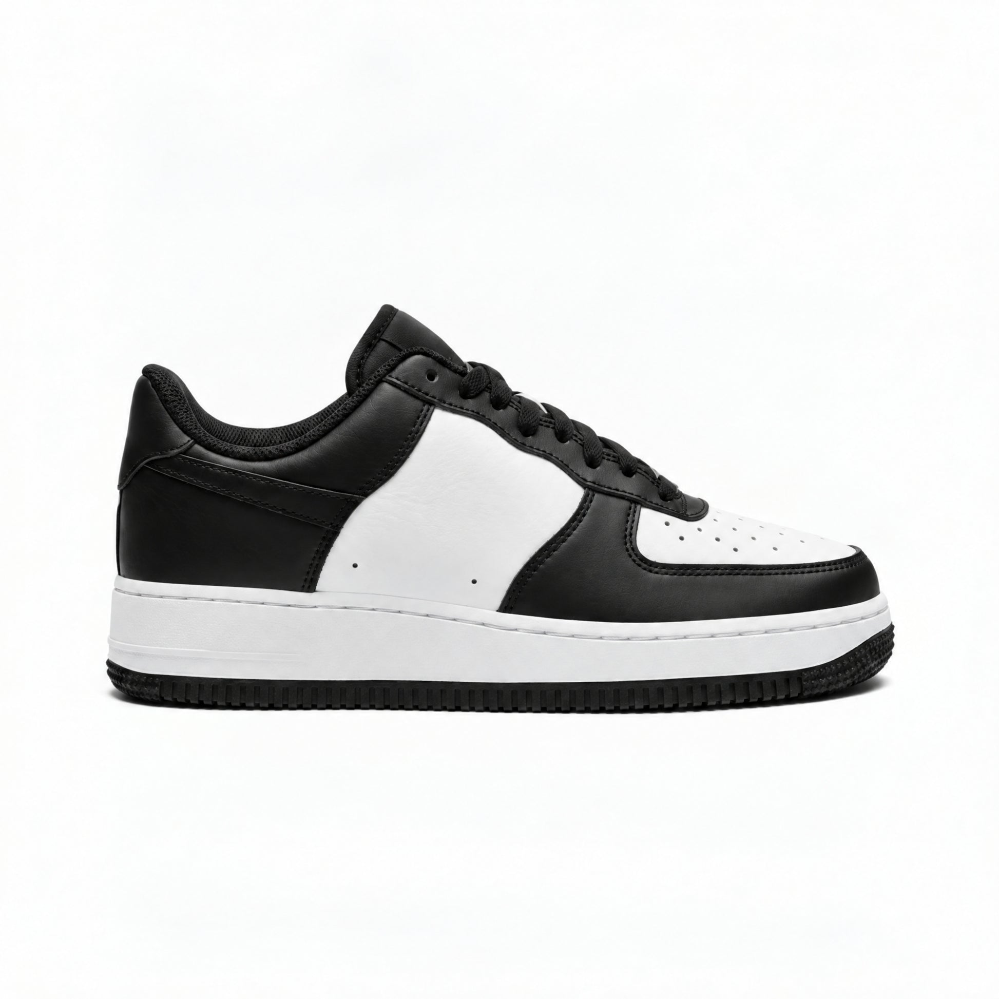 Premium Leather Lifestyle Sneakers - Black & White