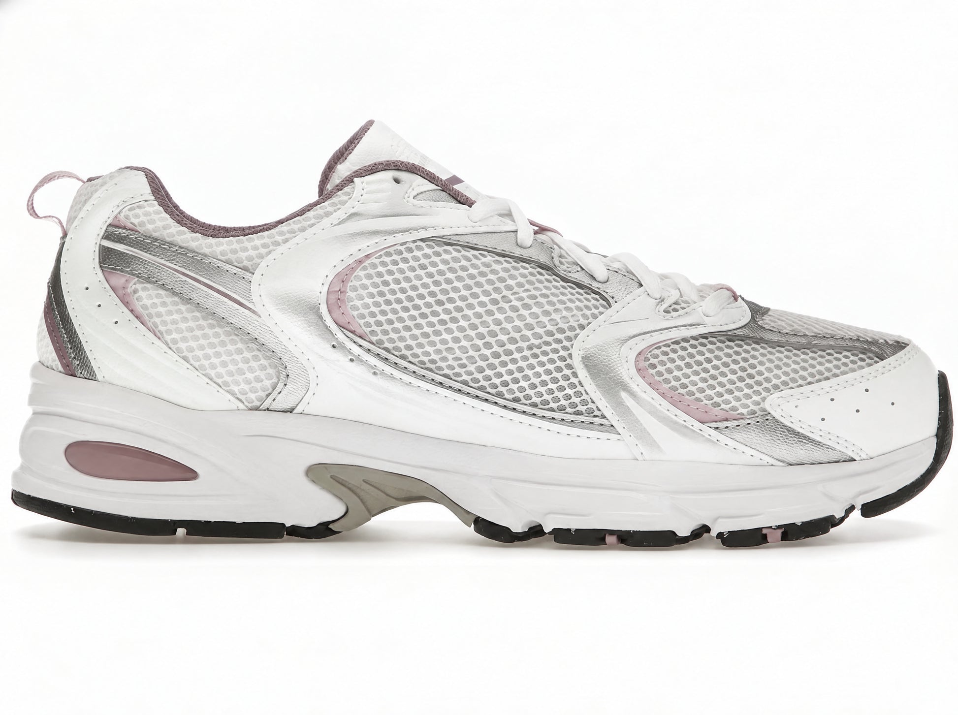 Retro Casual Sneakers White Silver Metallic
