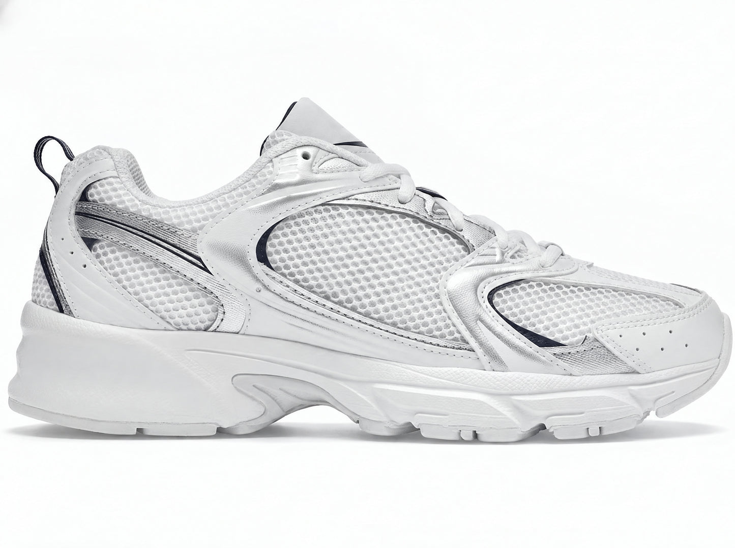 Retro Lifestyle Sneakers - White Silver Navy